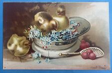 Vintage 1908 Ellen Clapsaddle Easter Postcard with Chicks and Flowers picture