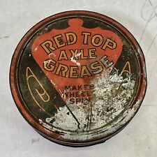 Antique Vintage Gulf Oil Red Top Axle Grease Tin Can picture