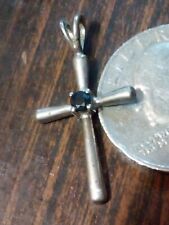 Vintage Beautiful Natural Sapphire Cross 925. Rare Find picture