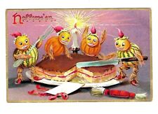 c1908 Tucks #150 Fantacy Halloween Postcard Pumkins Eating Cake Party picture