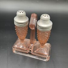 Vintage Miss America Pink Depression Salt and Pepper Stand c.1935 Square Base picture