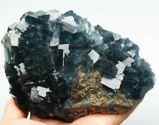 1160g Rare Transparent Deep Blue Cube Fluorite Crystal Mineral Specimen/China picture