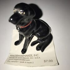 Hagen Renaker Vintage Variation r Black Lab Labrador Dog W/ Red Collar & Tags picture