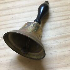 Vintage 1930s Solid Brass Hand Bell W/ Black Wooden Handle 5.5
