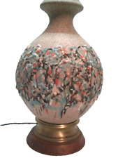 Vintage 1960s Mid Century Modern Drip Glaze Ceramic Pottery Table Lamp Light picture