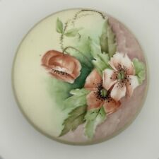 Hand-Painted Poppy Flower - Princess Louise Austria - Powder Jar Signed by L.E.B picture