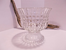 Vintage 1986 FTDA Diamond Pattern Clear Footed Glass Vase 5.5 Inch Tall picture