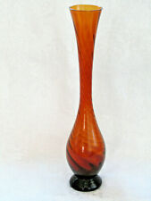 Amber Blown Glass Swirl 11.25” Tall Vintage Bud Vase picture