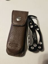 Coach Black Folding Pocket Knife Multi-Tool with Leather Pouch picture