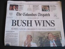 Vintage Columbus Ohio Dispatch “Bush Wins” 11/8/2000 Complete Newspaper picture