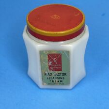 Max Factor Hollywood Vintage Milk Glass Cleansing Cream Full Old Stock  picture