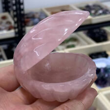 1pc Natural Pink Rose Quartz Carved Shell Skull Crystal Energy Reiki Healing Gem picture