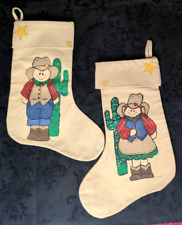 Vintage Lot 2 Westwater  Enterprises Cowgirl Cowboy Western Christmas Stockings picture