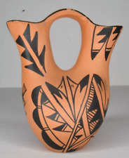 Traditional Jemez Pueblo Native Pottery Wedding Vase Signed J. Chinana 4.5”x5” picture