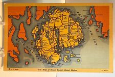 c1940 Map Of Mount Desert Island Indicated Places Harbor Cove Maine ME Postcard picture