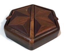Vintage Mixed Wood Handcrafted Trinket Box Container picture