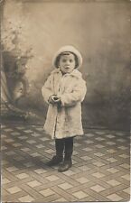 Boy Real Photo Postcard RPPC Studio Vintage Fashion Coat Hat Cute 1920s Unposted picture