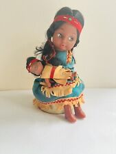 Vintage 10 Inch Native American Music Box souvenir doll And Baby. picture