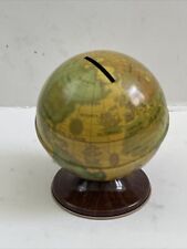 VTG Art Litho Tin Metal Old World Map Globe Bank 5