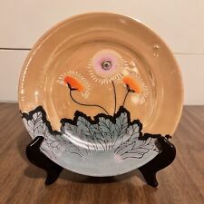 Lusterware Small Plate Hand Painted Pagoda Birds Flowers Made in Japan Pre WWII picture