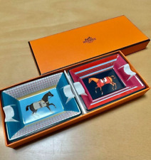 Hermes Paris Ashtray Horse Animal Plate Dish Porcelain Mini Tray Cigar w/ box picture