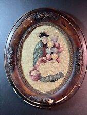 Antique Ornate Oval Distressed Wood 9