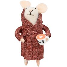 Primitives by Kathy HouseRobe Mouse w Coffee Cup Felt Critter Decor Ornament picture