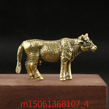 Vintage Brass Cow Figurine Miniature Statue Desktop Ornament picture