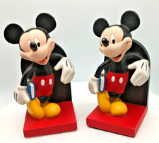 TWO BEAUTIFUL VINTAGE DISNEY MICKEY MOUSE BLACK RESIN BOOKENDS 7