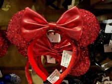 Disney Parks REDD Pirate Red Sequins Minnie Mouse Ears Bow Headband NEW picture