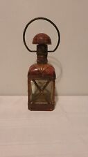 Vintage Leather Wrapped Liquor Bottle Decanter Lantern Metal Crossed *Read* picture