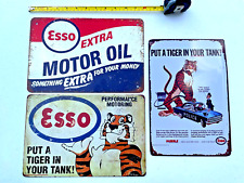 Esso Oil Tin Sign Sign Esso Extra Motor Oil Gas Station Sign Exxon Metal Vintage picture