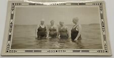 4 Old Ladies In Bathing Suits In The Ocean Vintage Photo picture