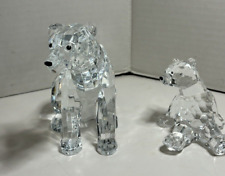 2 Acrylic Polar Bear Mother & Baby Figurine Valentines Faceted Clear Signed TC picture