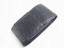 Auth Gucci GG Logo Cigarette Case Sima Black Leather Card Holder picture