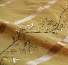 10Y KRAVET100%SILK EMBROIDERY LILY STRIPE GOLD BRONZE 10Y picture
