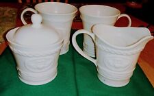 Tea for two/ Beleek Claddagh creamer, sugar bowl, & 2 cups. picture