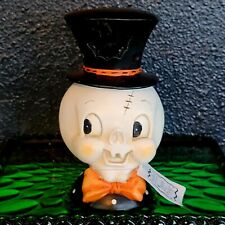 Johanna Parker Glowing Ghost Skull w. Hat Figurine Halloween Rare Untested READ picture