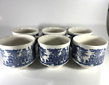 Churchill England Blue Willow Large Flat Cup Georgian Shape Set of 6 picture