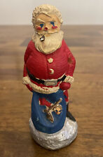 1940s Vintage Chalkware Santa Claus w Pipe Bag of Toys Christmas Figurine picture