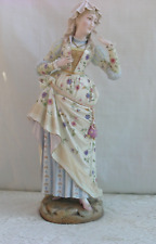 Large Antique European Bisque Porcelain Figurine Woman 1903 at Bottom 22