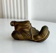 1960 Heavy Vintage Cast Bronze Ashtray Figure Statue Shoe Boot Marked 575 gr picture