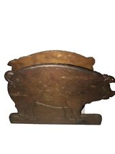 Vintage Wooden Pig Napkin Mail Holder Double Sided Primitive farmhouse￼ picture