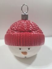 Teleflora 2020 Christmas Snowman Ornament Lidded Jar / Candy Dish Holiday Decor picture