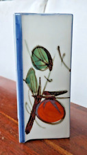 Vintage MCM Japanese Persimmon Fruit Lee Ward Hand Painted Vase Square picture