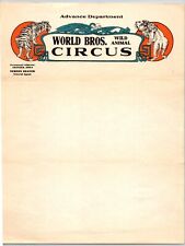 World Bros. Wild Animal Circus Letterhead c1923 Granger, IA Tiger Lion Scarce picture