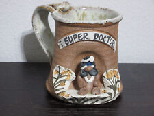 Vtg Super Doctor 3D Handcrafted Pottery Funny  Coffee Mug Hippie Dr Ugly Face  picture