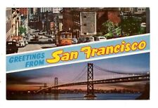 Postcard Greetings from San Francisco California Cable Car Bay Bridge picture