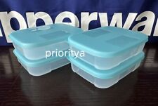 Tupperware Freezer Mates Small Starter 300ml Container Set 4 Sheer Blue Seal New picture
