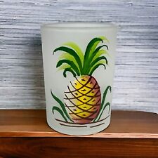Pineapple Hazel Atlas Gay Fad Hand Painted Frosted Juice Glass Tumbler 3